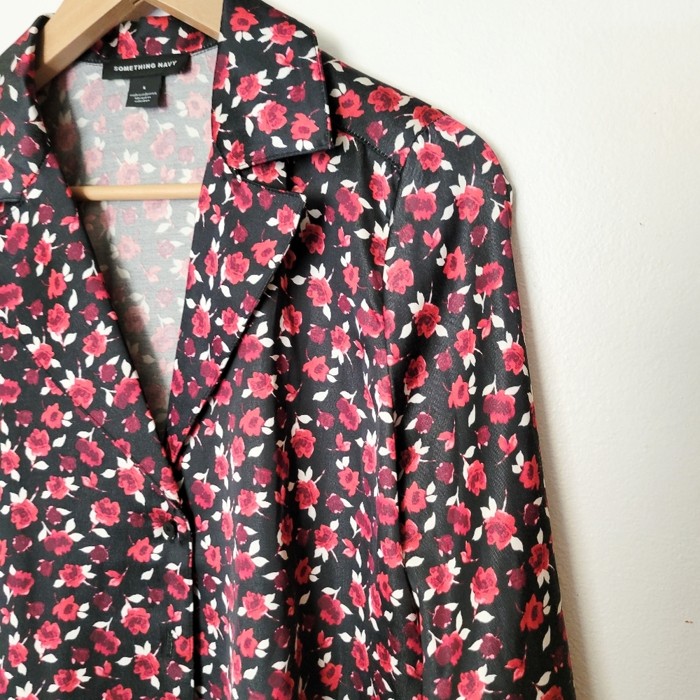 Something Navy Vintage Button Through Top - image 3